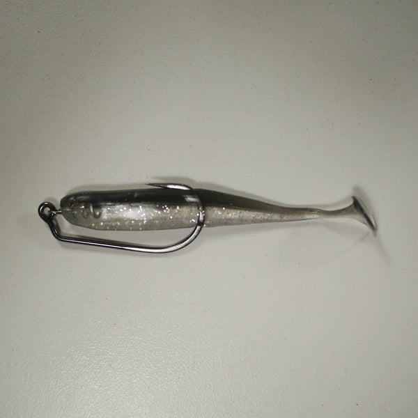 BLACK BACK SILVER/COMBO - 3" Paddletail Soft Plastic GLASS MINNOW/Shad (qty 40) + 2/0 Rigging Kit (qty 5) COMBO PACK.  FREE SHIPPING.