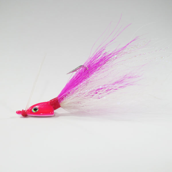 (PINK/WHITE) BONEFISH BUCKTAIL (30° ANGLED) - 1/8 oz - 3, 5, or 10 pack.  FREE SHIPPING