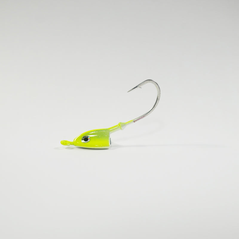 (CHARTREUSE) BONEFISH JIGHEAD (30° ANGLED) - 1/4 oz - 3, 5, or 10 pack.  FREE SHIPPING