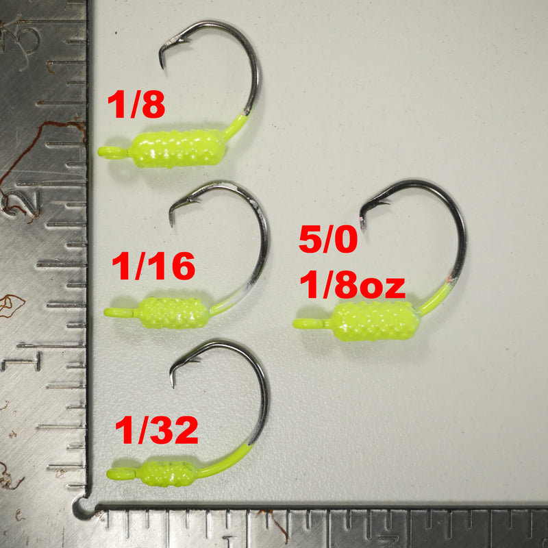 CHARTREUSE - WEIGHTED CIRCLE HOOK JIGS – All About The Bait