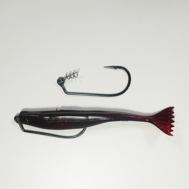 4/0 2X HD RIGGING KIT (Qty 5) SHMINNOW (Shrimp/Minnow) 4" Soft Plastic Shrimp/Fluke (Qty 20) - CHERRY COKE