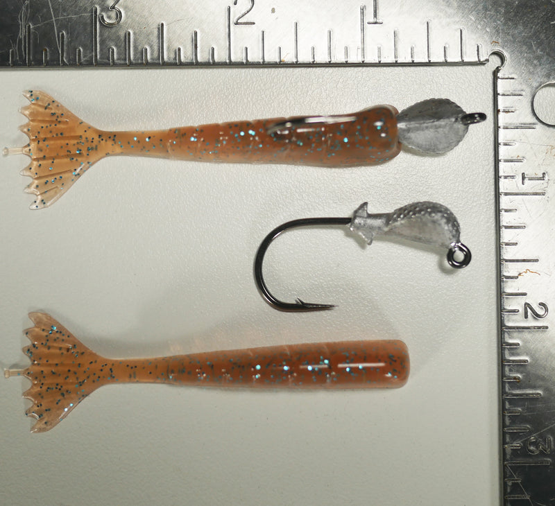 1/4 oz - 2/0 COBRA JIGHEAD (qty 5) + AATB / Esky 3" Soft Plastic Shrimp (qty 25) - ORIGINAL