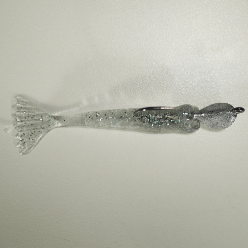 1/4 oz - 2/0 COBRA JIGHEAD (qty 5) + AATB / Esky 3" Soft Plastic Shrimp (qty 25) - NATURAL GRAY