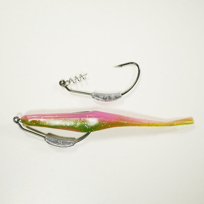 Weighted Hook) 4" Fluke Soft Plastic - ELECTRIC CHICKEN - 5 Rigs+20 p All About The Bait Weighted Hook) 4" Fluke Soft Plastic - ELECTRIC CHICKEN - 5 Rigs+20 p All About The Bait