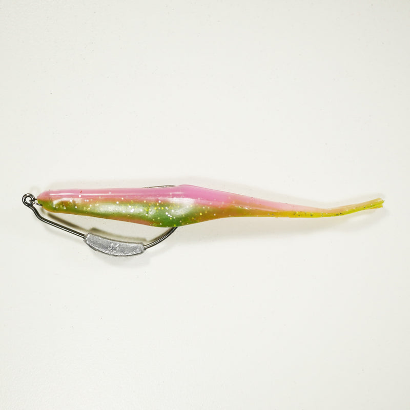chicken fishing lures Weighted Hook) 4" Fluke Soft Plastic - ELECTRIC CHICKEN