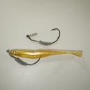 WEIGHTED HOOK RIGGING KIT (Qty 5) SHMINNOW (Shrimp/Minnow) 4" Soft Plastic Shrimp/Fluke (Qty 20) - GOLD