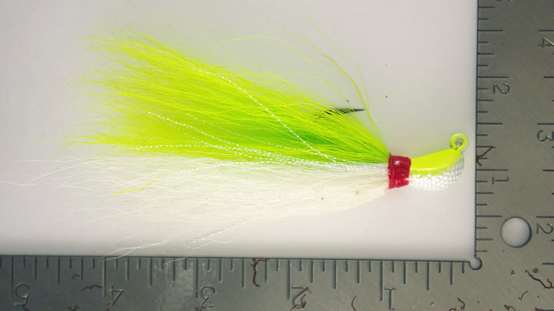 Sample Pack (2 or 4 each color) - 1/2 oz Bucktail Jig - Cobra Jighead 2X Strong Mustad Hook (White, Brown, Pink, Chartreuse)