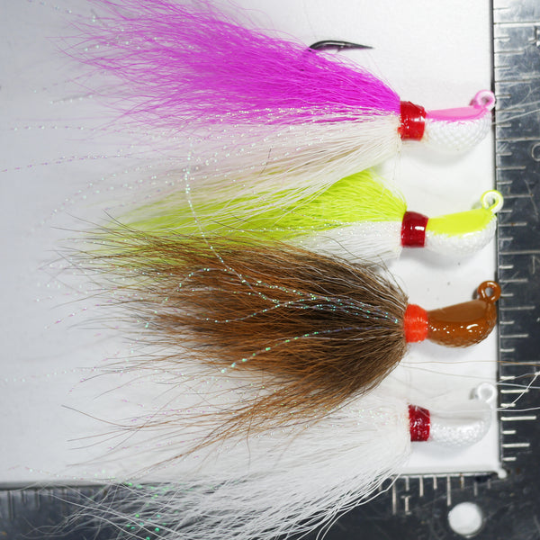 Key West Bonefish Bucktail Jigs (3-Pack) - 1/4 Oz, 30° Angled Hook For Saltwater Flats Fishing