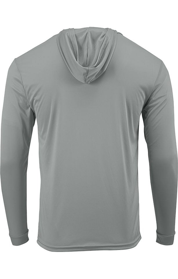 (NO LOGO) PLAIN HOODED - MID GRAY - 50+ UPF - Long Sleeve Performance Shirt - 100% Polyester - FREE DELIVERY