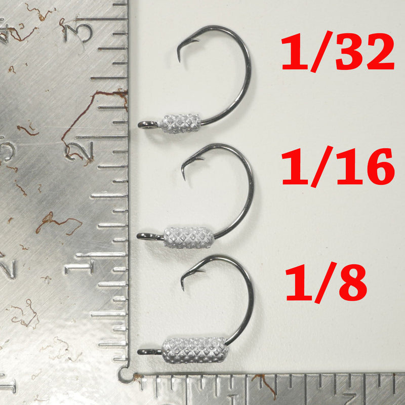 MIXED WEIGHT (1/32, 1/16, 1/8 OZ). - 4/0 Weighted Circle Hook Jig