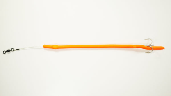 Orange - Baby Cuda Tubes SINGLE WEIGHT  w/ TREBLE HOOK - 3 Pack - FREE SHIPPING