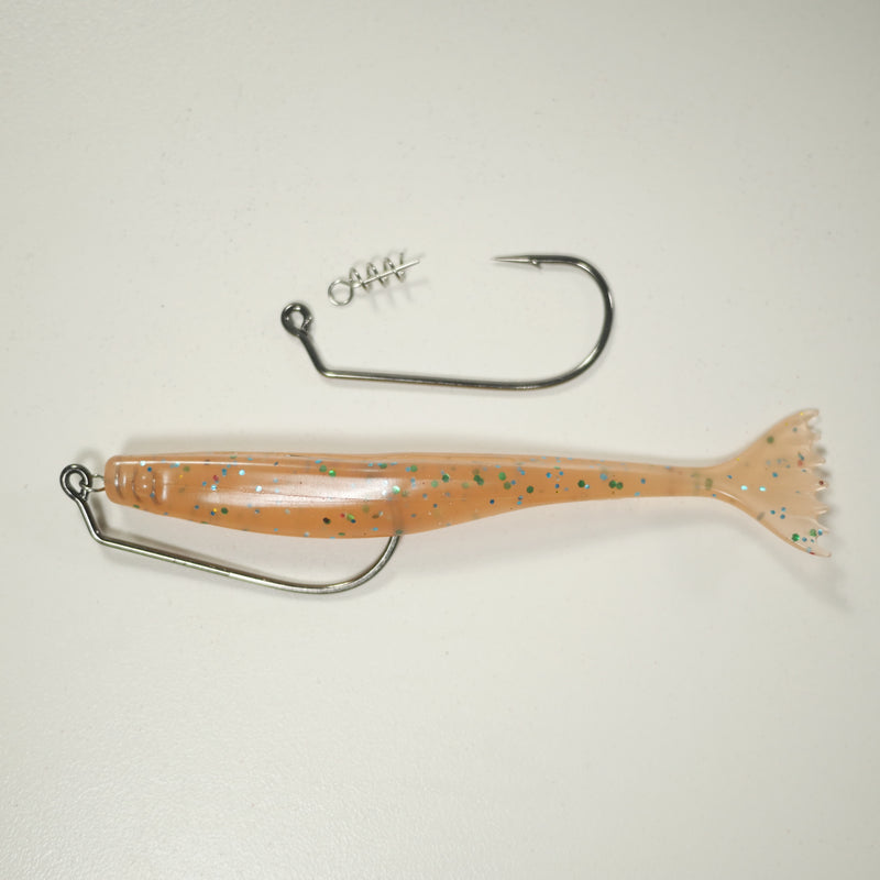 4/0 HEAVY DUTY RIGGING KIT (Qty 5) SHMINNOW (Shrimp/Minnow) 4" Soft Plastic Shrimp/Fluke (Qty 20) - ORIGINAL