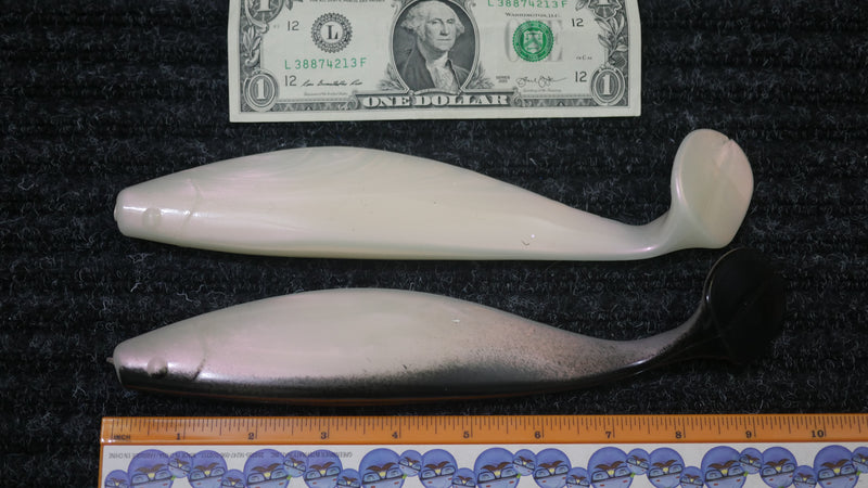 Mullet Run - 9" Paddle Tail - MIX PACK White Pearl & White Pearl w/ Black Back - 5/$15, 10/$25, 25/$50 (FREE SHIPPING)