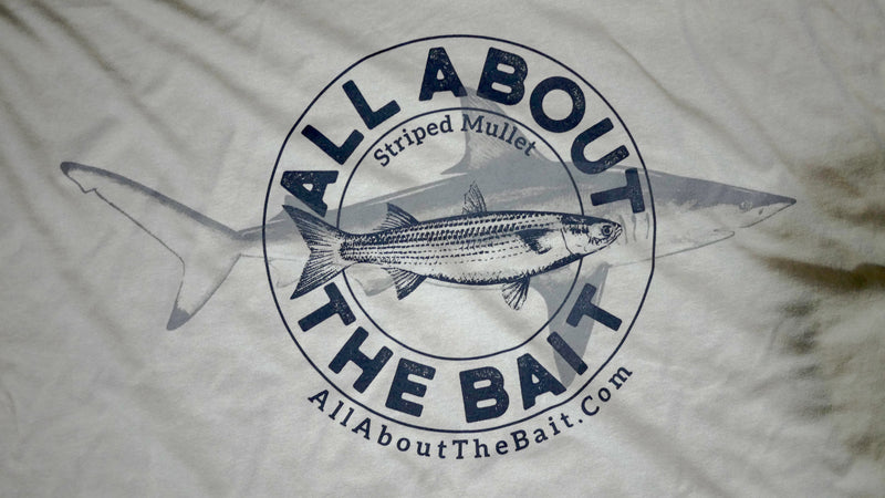 Striped Mullet/Blacktip Shark Short Sleeve T-shirt - Light Gray Color - 100% Combed Ringed-Spun Fine Jersey Cotton (FREE SHIPPING)