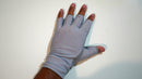 Large Fishing Gloves / Sun Gloves - Light Weight - Light Gray w/ Faux Leather Palm - FREE SHIPPING