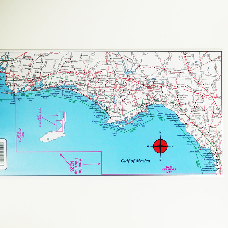N228 GULF OF MEXICO OFFSHORE - Top Spot Fishing Maps - FREE SHIPPING