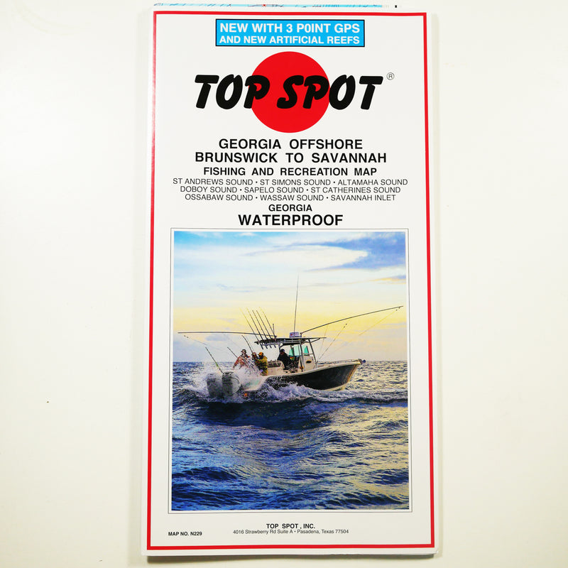 N229 GEORGIA OFFSHORE BRUNSWICK TO SAVANNAH - Top Spot Fishing Maps - FREE SHIPPING
