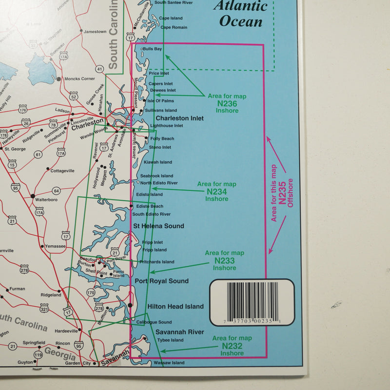 N235 SOUTH CAROLINA OFFSHORE HILTON HEAD TO CHARLESTON - Top Spot Fishing Maps - FREE SHIPPING