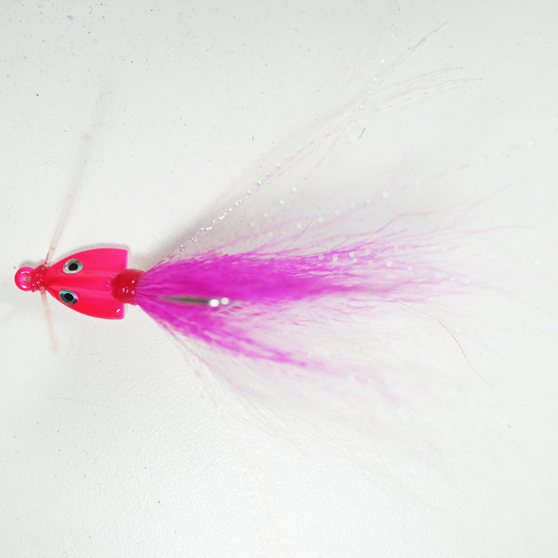 (PINK/WHITE) BONEFISH BUCKTAIL (30° ANGLED) - 1/8 oz - 3, 5, or 10 pack.  FREE SHIPPING