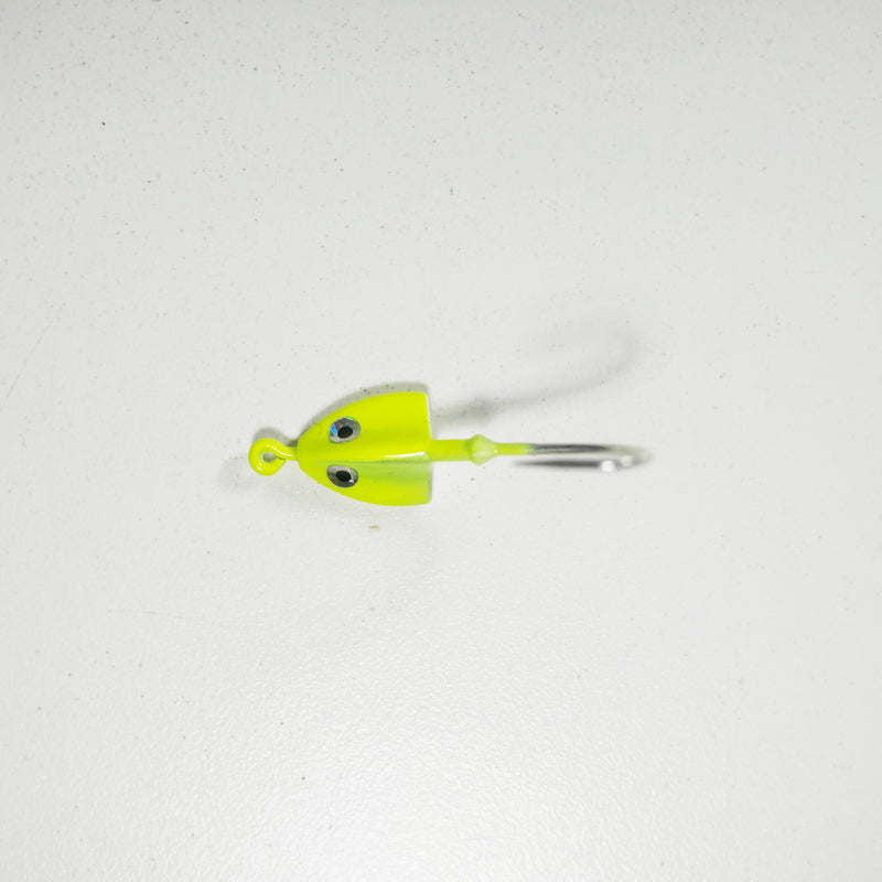 (CHARTREUSE) BONEFISH JIGHEAD (30° ANGLED) - 1/8 oz - 3, 5, or 10 pack.  FREE SHIPPING