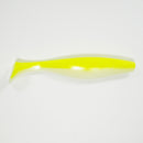 Paddletail Soft Plastic Finger Mullet - PEARL w/ CHARTREUSE v2 - 10 or 20 pack.  FREE SHIPPING.