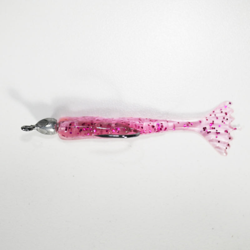 1/8 oz - 3/0 FISH HEAD JIGHEAD (qty 5) + AATB / Esky 3" Soft Plastic Shrimp (qty 25) - PINK