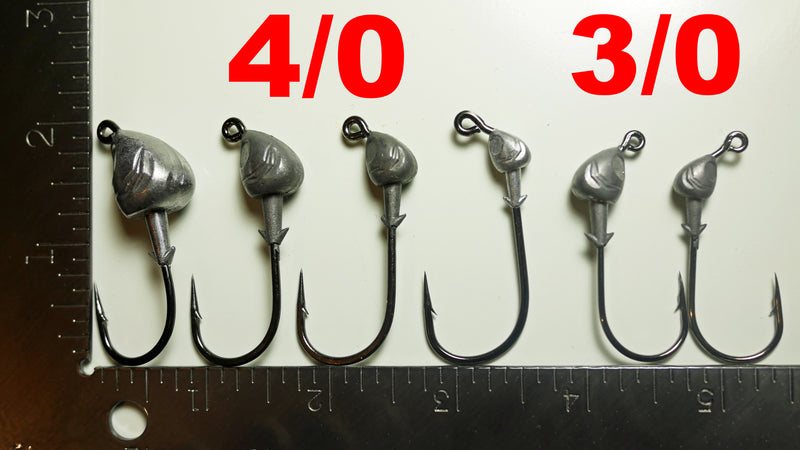 AATB Custom FISH HEAD Jigheads - SAMPLE PACK (2 or 5 OF EACH SIZE (12/30 Total)) - 3/0 HD & 4/0 Mustad 2X Heavy Duty Hooks - 12 OR 30 pack.  FREE SHIPPING