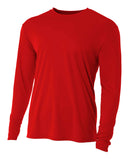 (Plain - No Logo) - SCARLET RED - 100% Micro Fiber Polyester Performance Long Sleeve Shirt (FREE SHIPPING)