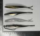 (RIGGING KIT) 4" Fluke Soft Plastic - BLACK BACK AND PEARL SHAD - 4 Rigs+20 pack - FREE SHIPPING