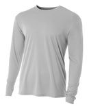 (Plain - No Logo) - SILVER - 100% Micro Fiber Polyester Performance Long Sleeve Shirt (FREE SHIPPING)