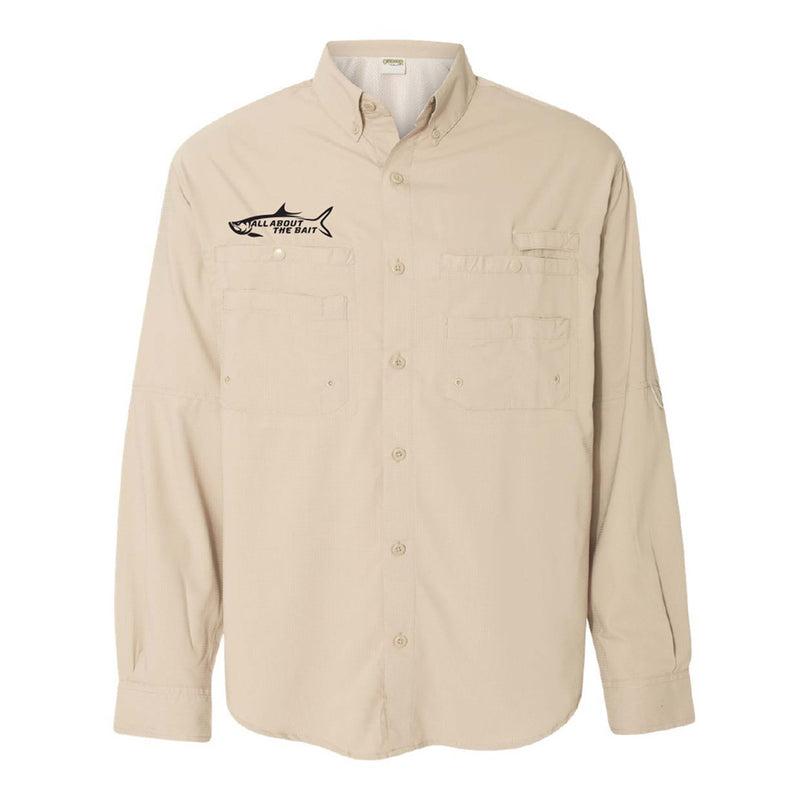 SAND - Button Up Long Sleeve Guide Shirts - UPF 40 - AATB Embroidery Logo - FREE SHIPPING
