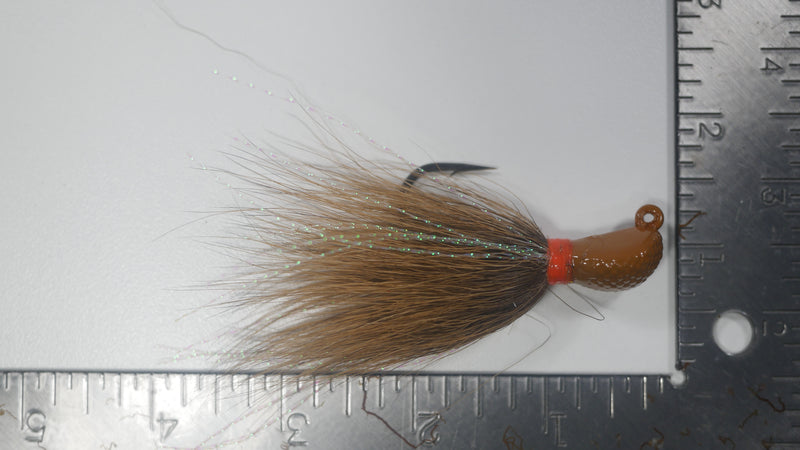 3 Pack - 3/4 oz Bucktail Jig - Cobra Jighead 2X Strong Mustad Hook (White, Pink, Chartreuse, Brown)