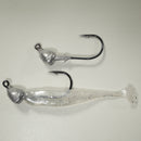 PEARL BACK SILVER/COMBO - 3" Paddletail Soft Plastic GLASS MINNOW/Shad (qty 40) + 1/4 oz AATB Jighead (qty 5) COMBO PACK.  FREE SHIPPING.