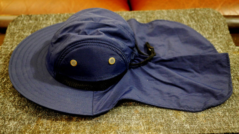 Fishing Boonie Hat With Neck Flap -   Navy Blue - One Size Fits Most - Free Shipping