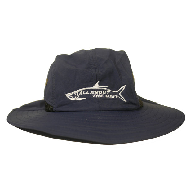 AATB LOGO - Fishing Boonie Hat With Neck Flap -   Navy Blue - One Size Fits Most - Free Shipping