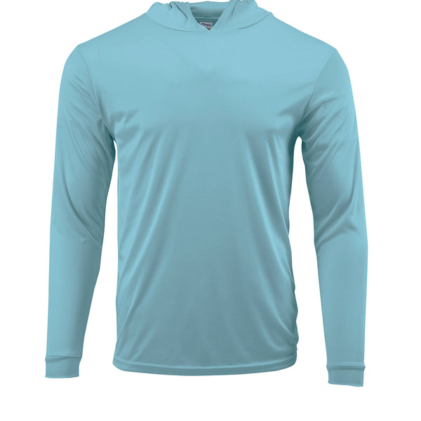 (NO LOGO) PLAIN HOODED - BLUE MIST - 50+ UPF - Long Sleeve Performance –  All About The Bait