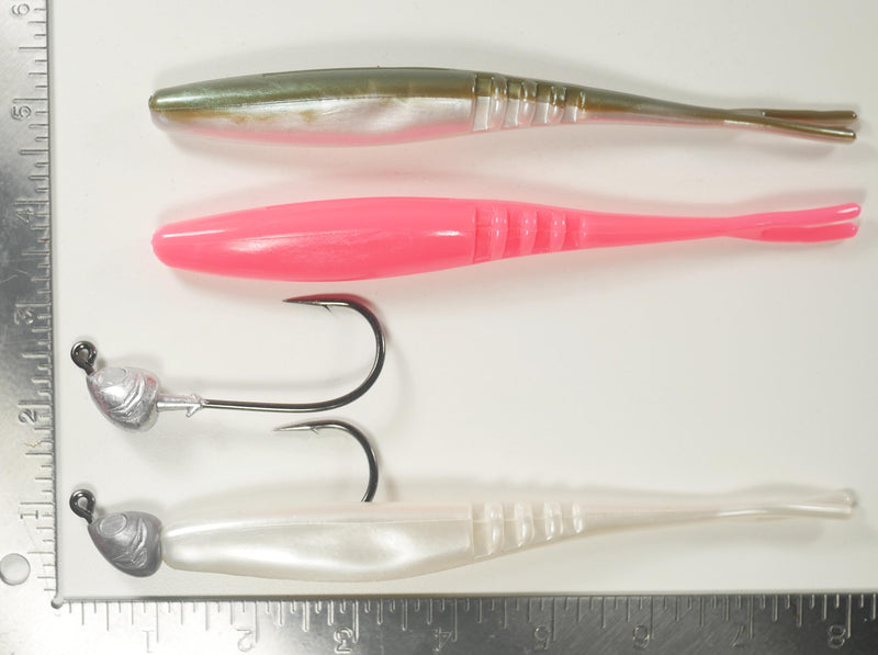 PINK  - JIGHEAD + 7" Fluke Soft Plastic -  (2 OR 5) 1, 1.5, OR 2 oz +(5 OR 10) Pack - FREE SHIPPING