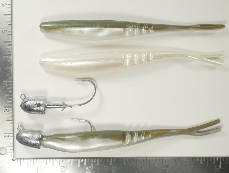 PEARL WHITE - JIGHEAD + 7 Fluke Soft Plastic - (2 OR 5) 1, 1.5, OR 2 – All  About The Bait