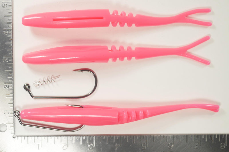 (RIGGING KIT) 7" Fluke Soft Plastic - PINK  - (2 OR 5) Rigs+(5 OR 10) Pack - FREE SHIPPING