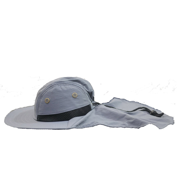 Fishing Boonie Hat With Neck Flap - Pewter Gray - One Size Fits Most - Free Shipping