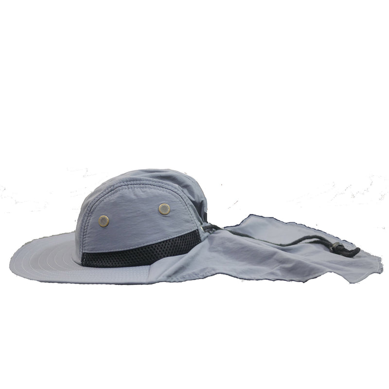 Fishing Boonie Hat With Neck Flap - Pewter Gray - One Size Fits Most