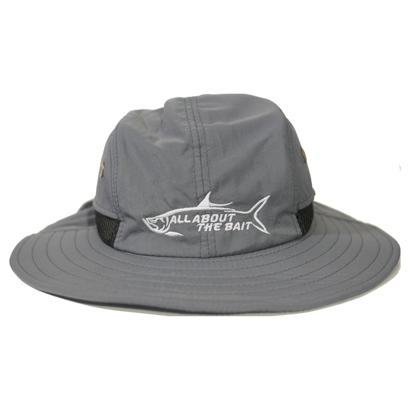 AATB LOGO - Fishing Boonie Hat With Neck Flap - Pewter Gray - One Size Fits Most - Free Shipping