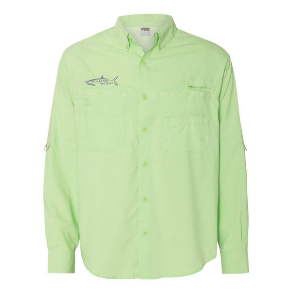 SEA GREEN - Button Up Long Sleeve Guide Shirts - UPF 40 - AATB Embroidery Logo - FREE SHIPPING