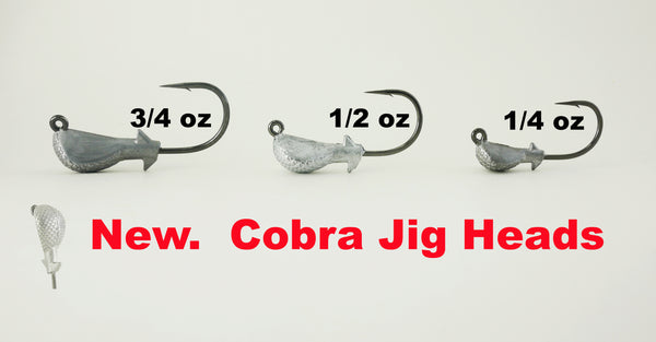 AATB COBRA/BANANA Jigheads - SAMPLE PACK 1/4, 1/2, 3/4 oz.  (3 or 5 OF EACH SIZE (9/15 Total)) - 2/0, 3/0, & 4/0 Mustad 2X Heavy Duty Hooks - 9 OR 15 pack.  FREE SHIPPING
