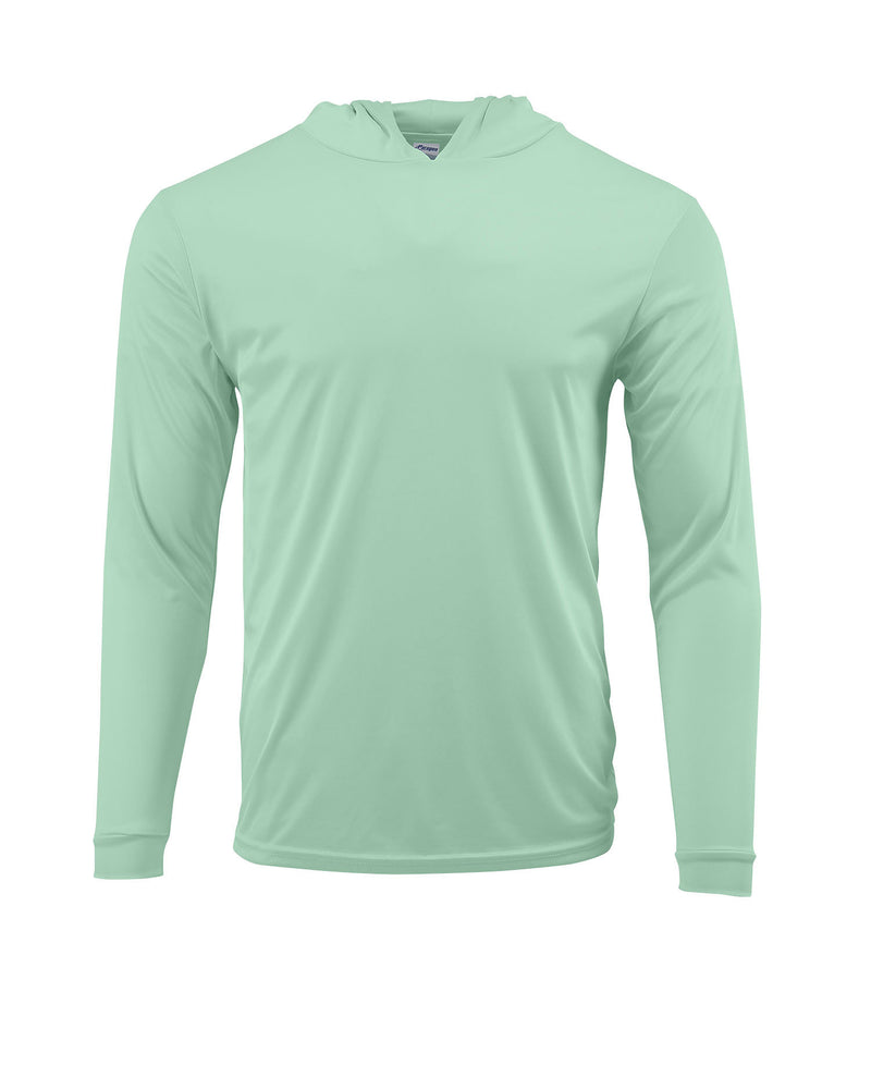 (NO LOGO) PLAIN HOODED - MINT GREEN - 50+ UPF - Long Sleeve Performance Shirt - 100% Polyester - FREE DELIVERY